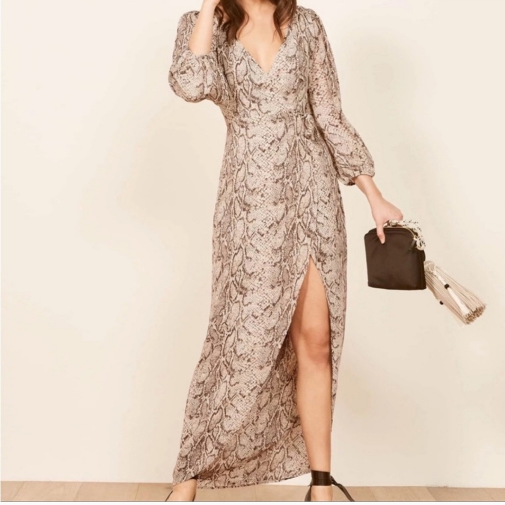 Nwt! Reformation Primrose Dress snake skin in Python size Medium